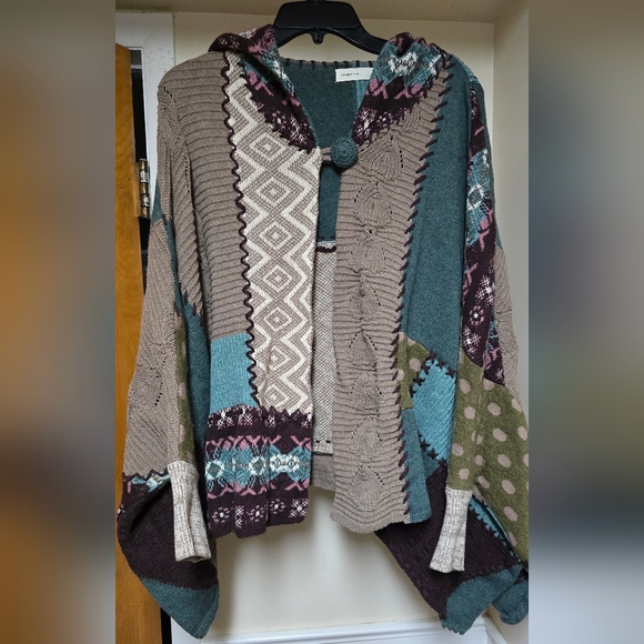 Anthropologie Sweaters - Anthropologie Sleeping On Snow Multicolor Patchwork Boho Sweater Cardigan